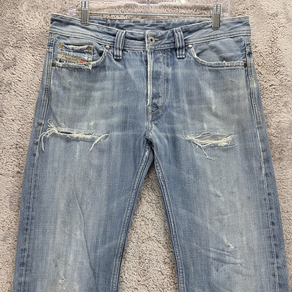 Diesel Jeans Mens 31x32 Blue Viker Regular Straight Made Italy Altered Hem 0R70N